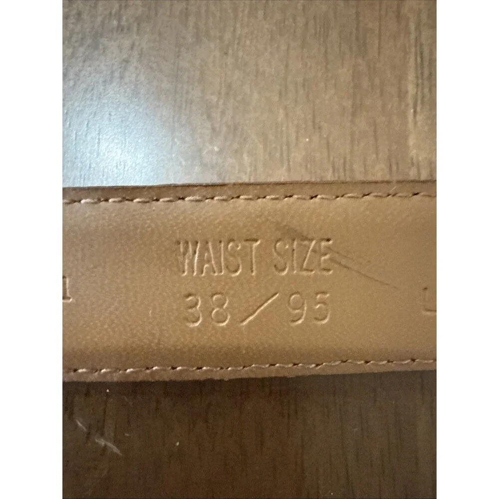 Perry Ellis Men's Full Grain Leather Croc Embossed Dress Belt Brown Tan 38